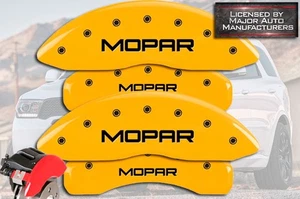 2025 Jeep Grand Cherokee Front + Rear Ylw MGP Brake Disc Caliper Covers "Mopar" - Picture 1 of 10