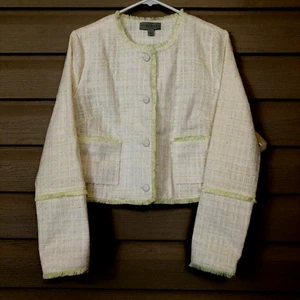 RyeGrass Blazer Jacket Women Sz S Button Up Fringe Womens Career Cottagecore New - Picture 1 of 11