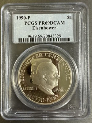 1990 P US Commemorative Eisenhower Silver Dollar  $1 NGC PF 69 Ultra Cameo #4172 - Image 1 of 4