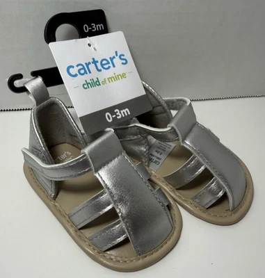 Sandalias de gladiador Carters Child Of Mine para niña nuevas con etiquetas talla 0-3M y 3-6M plateadas Foto 1 de 4
