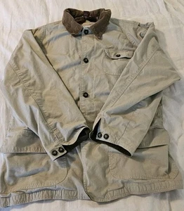 Vtg J G Brown Work/Chore Corduroy Collar Flannel Lined Coat Mens Size XL Khaki - Picture 1 of 11