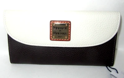 Cartera sin asas Dooney & Bourke Continental marrón guijarro y cuero blanco nueva con etiquetas $178 Foto 1 de 4