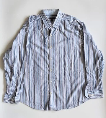 Camisa Johnston and Murphy Hombre XXL Azul Tostado Blanco Ajuste A Medida Abotonada Foto 1 de 4