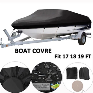 Heavy Duty Waterproof Boat Cover 17ft-19ft Trailerable for V-Hull Runabout Boat - Imagen 1 de 17