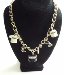 ARMY Charm Necklace Gold Tone Chain 6 Charms NWT Celebrate Military Service - Picture 1 of 6
