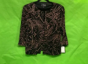 Alex Evenings Womens Black Embellished 3/4 Sleeve Scoop Neck Evening Top Size SP - Picture 1 of 12