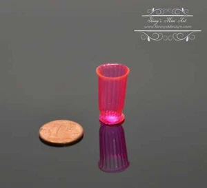 1:12 Dollhouse Miniature Ridged Glass Pink Pedestal Vase BD HB182 - Picture 1 of 1