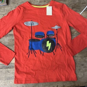 Mini Boden Drum Drums Appliqué Boys Shirt Size 11 12 NWT  - Picture 1 of 3