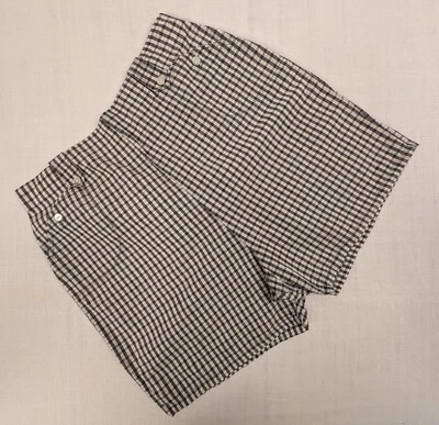 SHORTS XADREZ VINTAGE 1950 PRETO + BRANCO COM BOLSOS  - Imagem 1 de 4