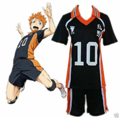 Haikyuu Shouyou Hinata Karasuno Voleibol No.10 Uniforme Camiseta Disfraz Juegos con disfraces y Foto 1 de 4