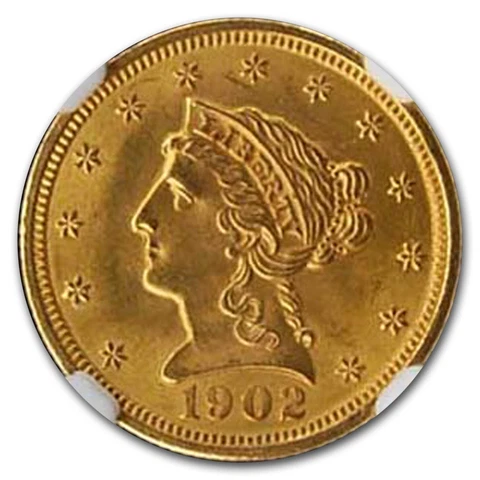 1902 $2.50 Liberty Gold Quarter Eagle MS-65 NGC - SKU#166935 Cover