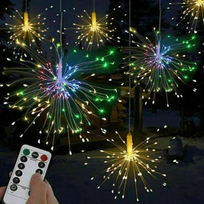150 LED Firework Fairy String LED Light Dandelion Hanging 8 Modes Remote Party - Image 1 of 4