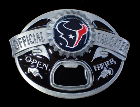 HOUSTON TEXANS TAILGATER BELT BUCKLE WITH BOTTLE OPENER SISKIYOU PEWTER Cover