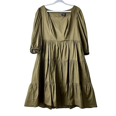 Vestido Babydoll Mod X Midi Manga Abullonada Verde Oliva Para Mujer Talla XL Boho Divertido Foto 1 de 4