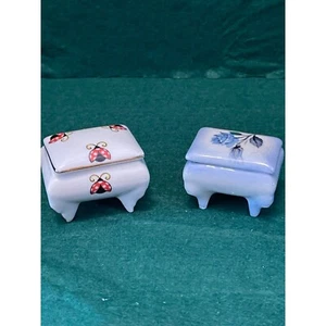 Juego de 2 cajas de baratijas Crown West de porcelana fina patas pequeñas - Imagen 1 de 17