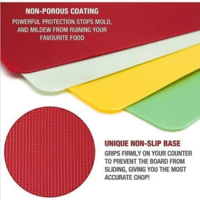 4 pieces color code cutting choppin board Mat Set Large Flexible dishwasher safe - Image 1 of 4