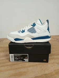 Jordan 4 Retro Pre School Off White Military Blue Sneakers BQ7669 141 Kids 13c - Picture 1 of 6