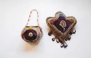 Victorian Native American Iroquois 2 Hand Beaded Whimsey Purse And Pin Cushion, - Picture 1 of 13
