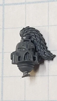 40k Space Wolves Bits Wolf Pack Grey Hunter Runed Helmet Head w Top Knot B - Image 1 of 4