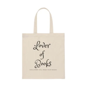 LOVER of BOOKS Canvas Tote Bag for Book Lovers - Picture 1 of 3
