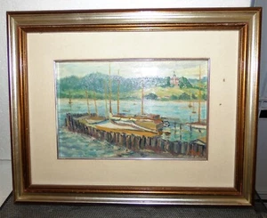 Karel Liska Ölgemälde , Anliegepunkt Bodensee, ca. 48cm x 38cm, 763/3 - Bild 1 von 18
