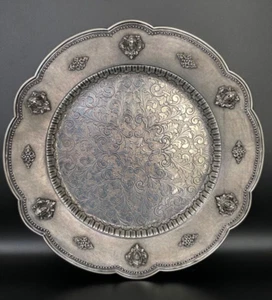 Prächtiges Tablett/Platzteller aus 800er Silber mit kunstvollen Verzierungen - Bild 1 von 12
