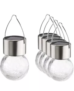 HI 5x Solar LED Hänger Crackle Glas Außen Garten Terrasse Lampen Beleuchtung #SC1 - Bild 1 von 3