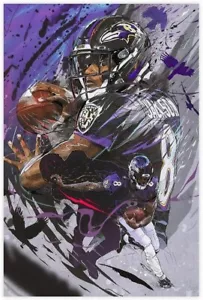 Lamar Jackson Poster Fußball Leinwand Poster Wandkunst Dekor Druck Bild 12x8 Zoll - Bild 1 von 3