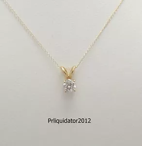 1/3CT Natural Round Diamond Solitaire Pendant Choker Necklace 14K Yellow Gold - Picture 1 of 11