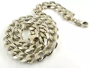 Catena cubana solida argento sterling 20 pollici maglia pesante biker cubano Miami uomo larga - Foto 1 di 12