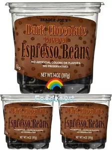 3 Packs Trader Joe's Dark Chocolate Covered Espresso Beans 14 oz Each Pack - Picture 1 of 6