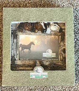 Rivers Edge Horse With Barbed Wire Picture Frame Hand-Painted 4” x 6” NEW - Picture 1 of 5
