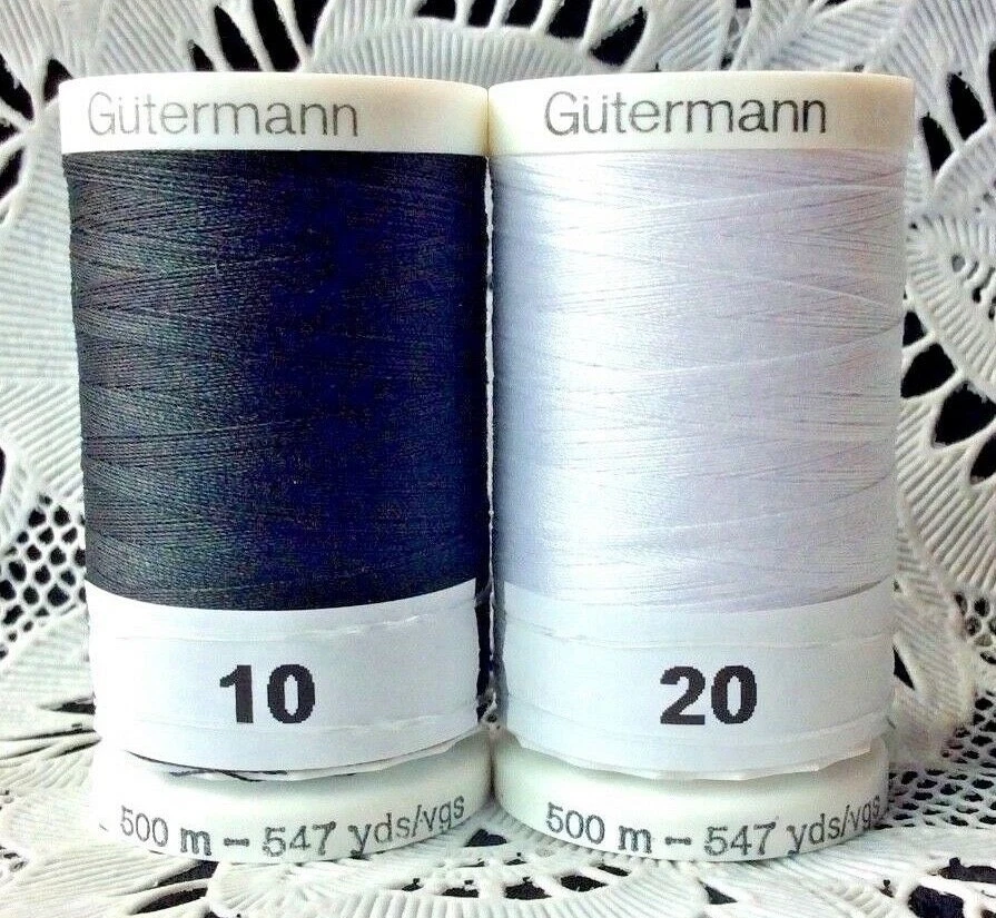 NEW Black & White GUTERMANN 100% polyester thread 547 yard Spools  - Image 1 of 1