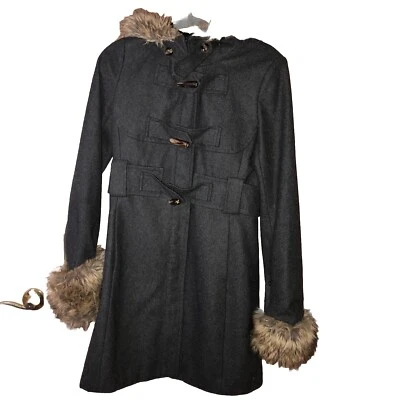 Abrigo Elevenses Anthropologie Deep Woods Toggle Lana Imitación Piel Gris talla 4 Foto 1 de 4