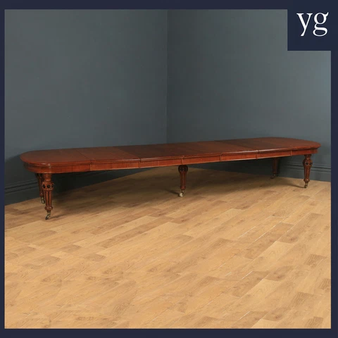 English Victorian 15ft Gillows Pugin Style Extending Oak Dining Table (C.1850) Cover