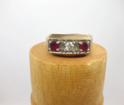 14k Yellow Gold Men's Diamond And Ruby Ring - Image 1 of 4