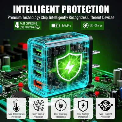 Magvolt Pro Phone Charger, Magvolt Pro Charger, 4-Port Wall with Intelligent Tem - Image 1 of 4