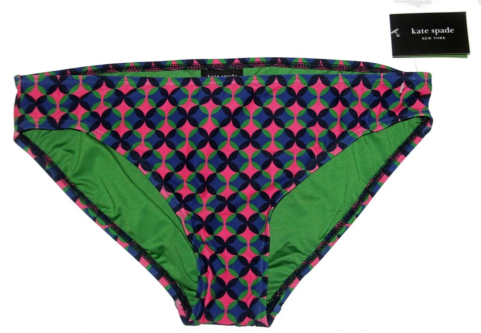 Traje de baño de bikini Kate Spade rosa nube azul marino círculos parte inferior para mujer L nuevo con etiquetas $70 Foto 1 de 1