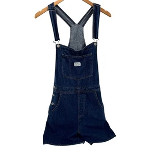 Levi's Shortalls Womens Medium Blue Denim Bib Overalls Coastal Comfy + Pockets - Picture 1 of 11