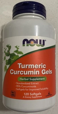 Géis de curcumina de cúrcuma NOW Foods – 120 cápsulas gelatinosas – Expira em 05/2028 - Imagem 1 de 4