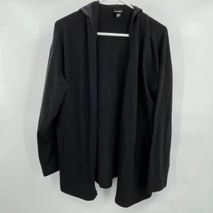 Eileen Fisher Strickjacke mit Kapuze vorne offen schwarz USA importierter Stoff Größe Small - Bild 1 von 8