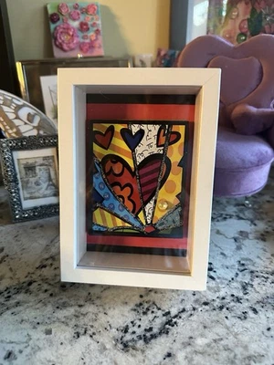 "Nuevo arte multimedia Britto Tribute réplica mixta en caja de sombra blanca 7x5x2""" Foto 1 de 4