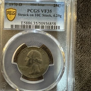 MINT ERROR 1979-D 25c Struck On 10c Stock 4.29g Vf35 - Picture 1 of 4