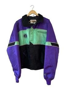 Vintage Arctic Cat Winter Jacket Men’s XL Snowmobiling 90s Green Purple - Picture 1 of 9