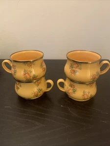 4er Set MacKenzie Kinder Emaillegeschirr gelb Blumen Becher Victoria & Richard - Bild 1 von 10