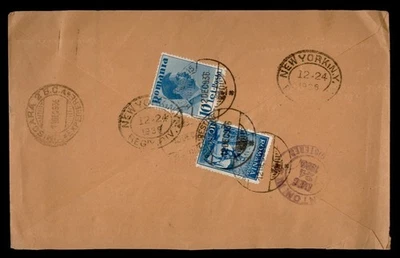 DR WHO 1936 RUMANIA REGISTRADA BUCAREST A EE. UU. w7881 Foto 1 de 2