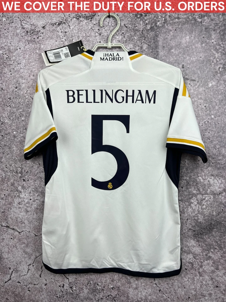 ADIDAS REAL MADRID 2023-24 HOME SOCCER FOOTBALL JERSEY BELLINGHAM #5 BOYS SIZE M
