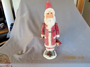 VINTAGE STIL GIPS WEIHNACHTSMANN BESTREUT MIT GLITZER/GLIMMER - BEWEGLICHE ARME - Bild 1 von 10