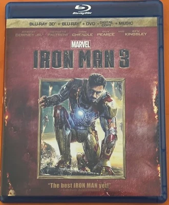 Iron Man 3 2013 Robert Downey Jr. Blu-Ray 3D + 2D + DVD (NO CODES) Like New - Image 1 of 4