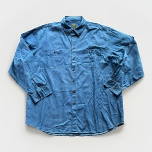 Scott Barber Denim Button Down Shirt Long Sleeve Blue Cotton Collared Size XXL - Picture 1 of 11